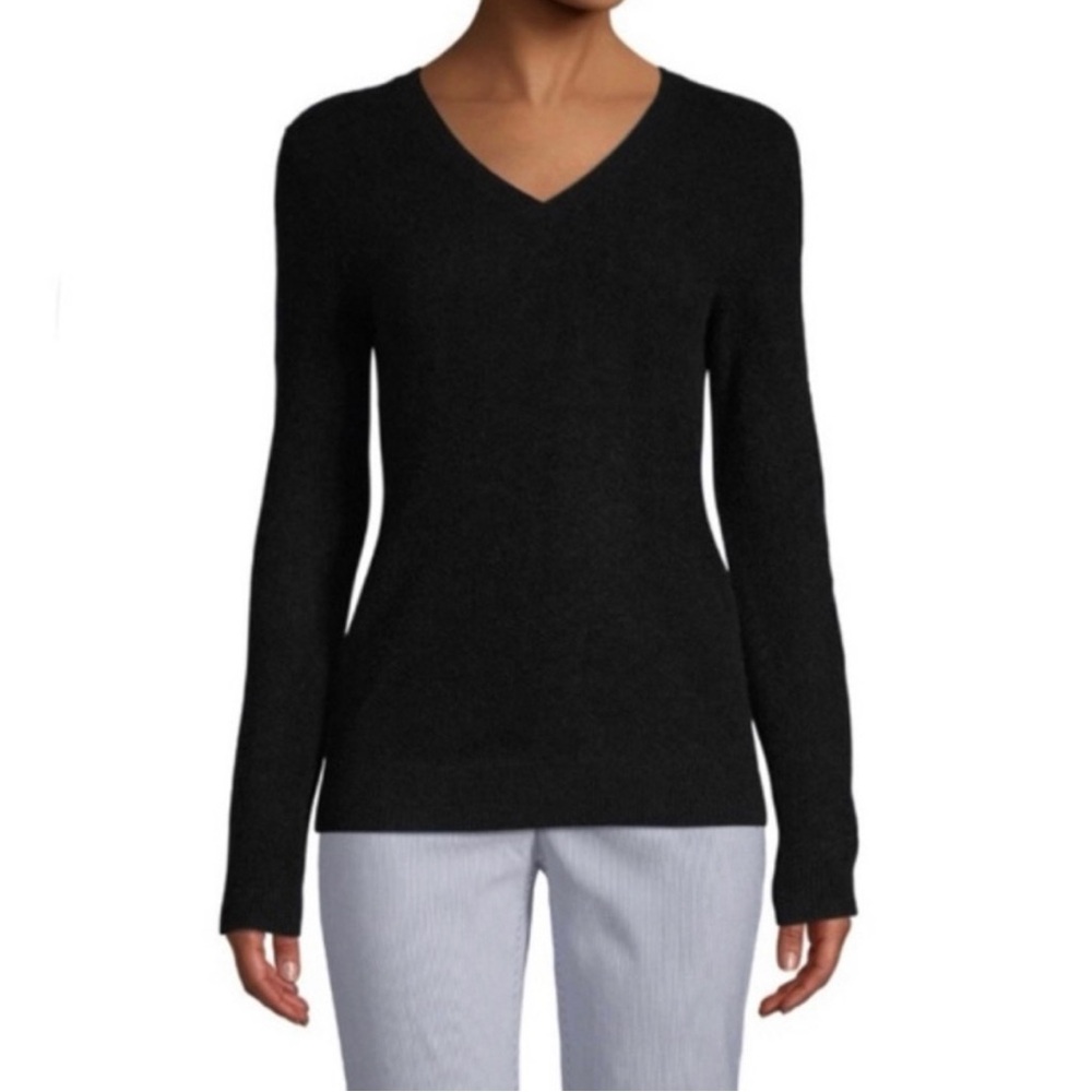 SMALL 100% Cashmere Sweater Lord & Taylor - Black Sweater / V Neck